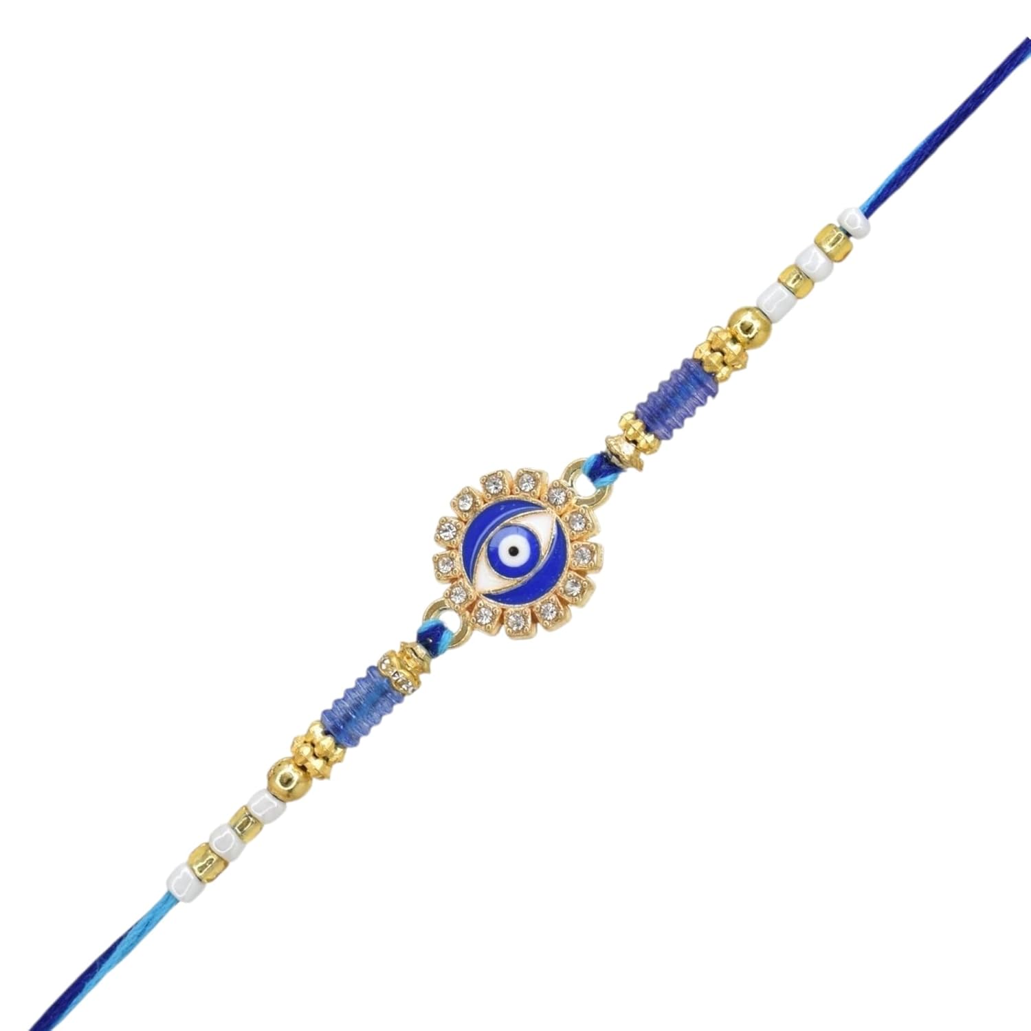 Meira Jewellery Evil Eye Set of 2 Rakhi, Premium Blue Beaded Cotton Thread Combo Pack Bracelet Type Kids Rakhi for Brother with Chocolate Gift Hamper, Roli Chawal and Rakshabandhan Greeting Card-02 - Image 5