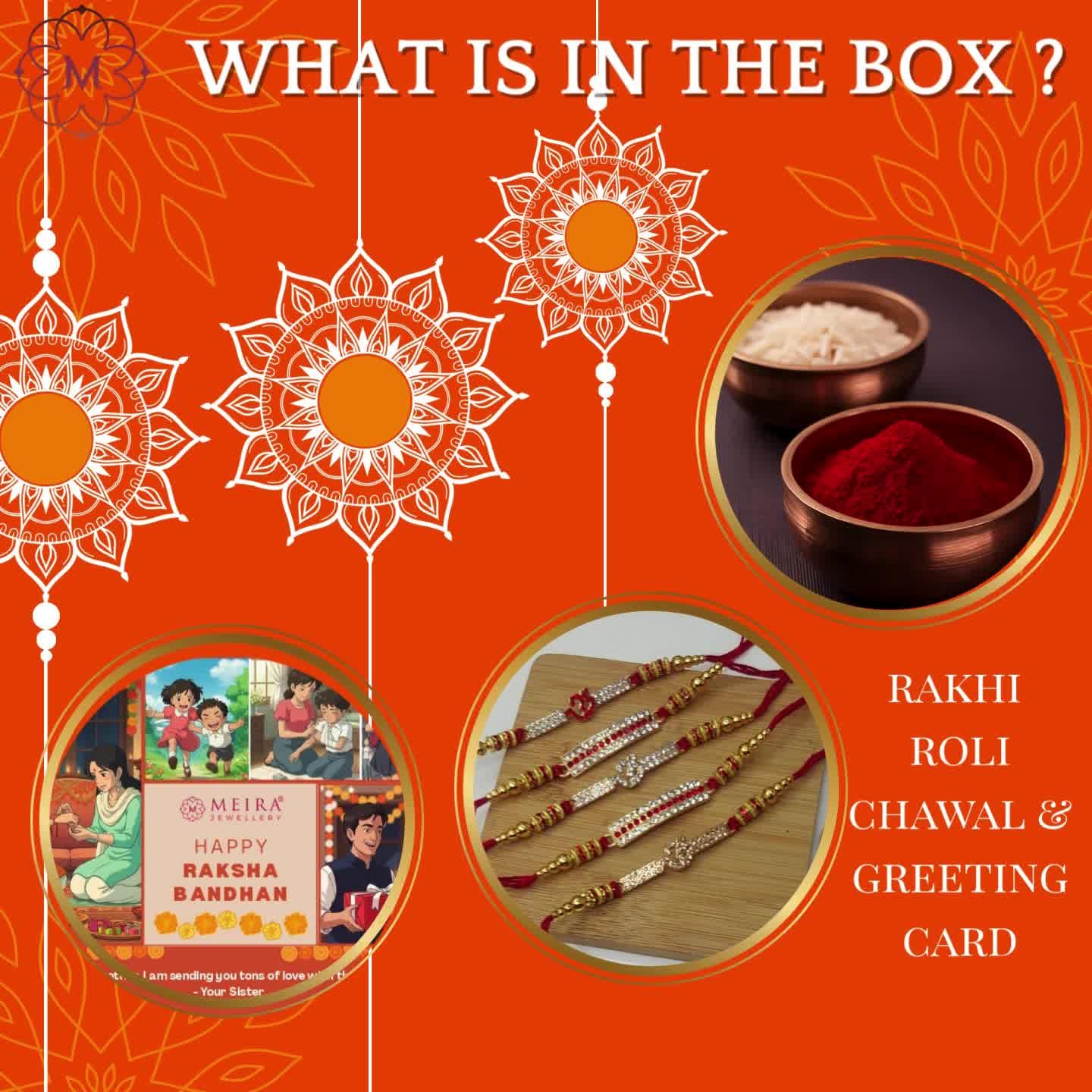 Meira Jewellery Evil Eye Set of 2 Rakhi, Premium Blue Beaded Cotton Thread Combo Pack Bracelet Type Kids Rakhi for Brother with Chocolate Gift Hamper, Roli Chawal and Rakshabandhan Greeting Card-02 - Image 6