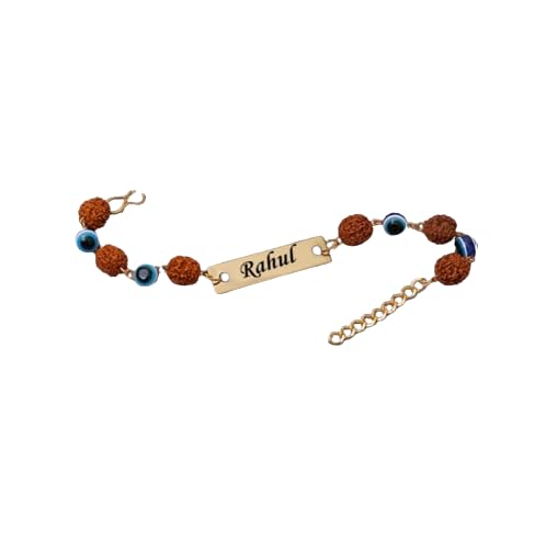 Sarcastic Store.Com Personalised Rudraksha Evil Eye Rakhi For Brother With Name | akhi For rother | Customized Rudraksha Raakhi | Evil Eye Rakhi for brother. - Image 3
