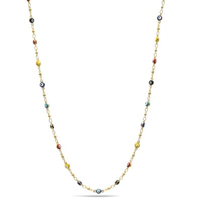 TAZZA Gold Multi Color Evil Eye Choker Necklace #HNN90721GDMT(LD26) - Image 4