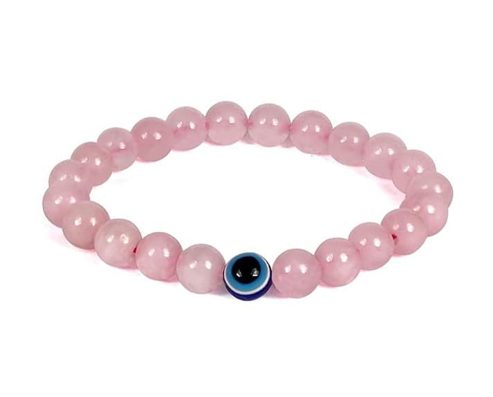 Rose Quartz Evil Eye Bracelet Attracts Love, Strengthen Relationship, Protection Reiki Crystal for Men & Women - Image 5