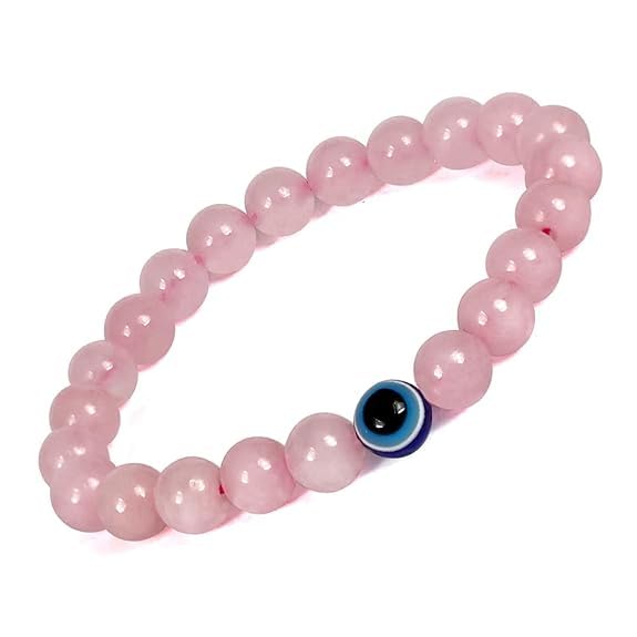 Rose Quartz Evil Eye Bracelet Attracts Love, Strengthen Relationship, Protection Reiki Crystal for Men & Women - Image 6