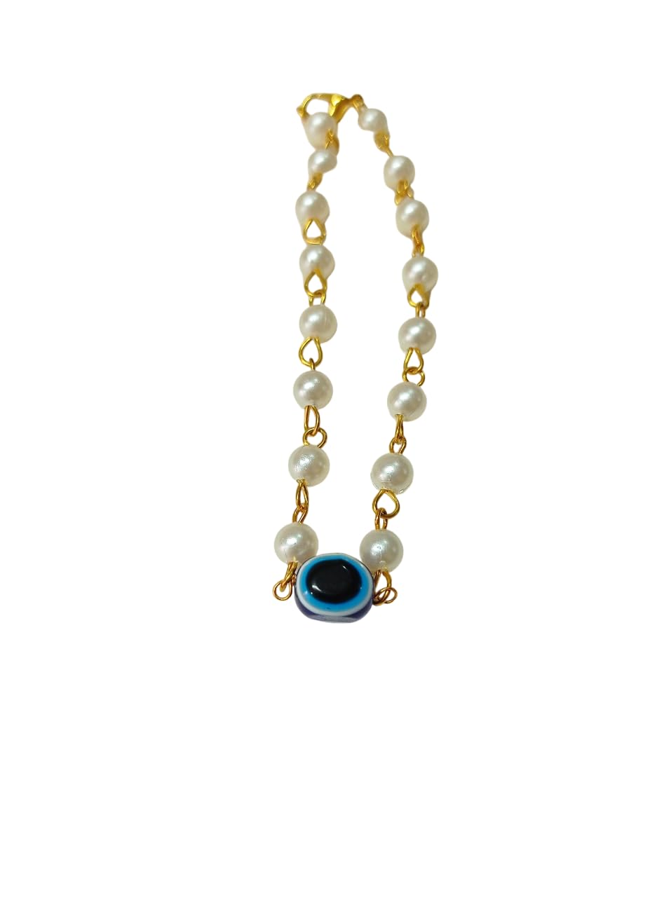 A V FASHION - Evil Eye & Pearl Beads Rakhi Protect From Negative Energy Unisex Nazar Evil Eye Rakhi With Pearl Beads Handmade Rakhi for Brother/Sister set of 1 - Image 2