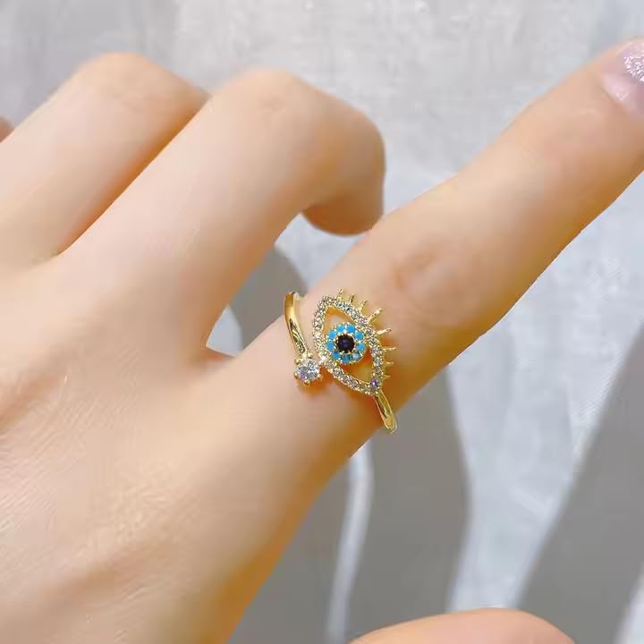 Thrillz Elegent Rings For Women CZ Evil Eye Rose Gold Plated Adjustable Finger Ring For Women Girls Gift For Sister Gifts Jewellery - Image 7