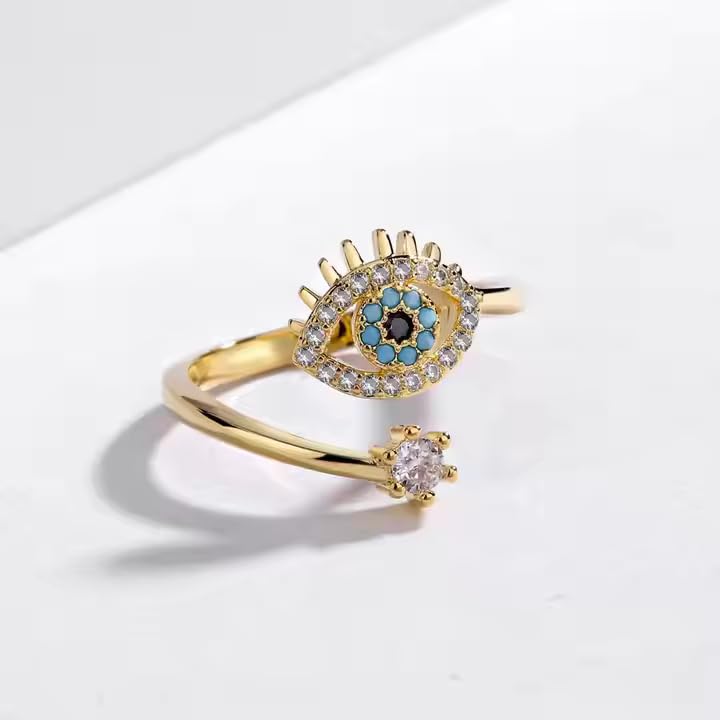 Thrillz Elegent Rings For Women CZ Evil Eye Rose Gold Plated Adjustable Finger Ring For Women Girls Gift For Sister Gifts Jewellery - Image 8