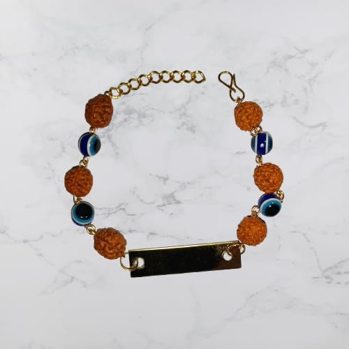 Sarcastic Store.Com Personalised Rudraksha Evil Eye Rakhi For Brother With Name | akhi For rother | Customized Rudraksha Raakhi | Evil Eye Rakhi for brother. - Image 4