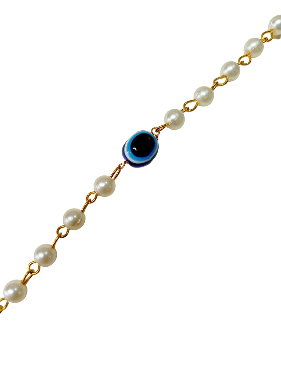 A V FASHION - Evil Eye & Pearl Beads Rakhi Protect From Negative Energy Unisex Nazar Evil Eye Rakhi With Pearl Beads Handmade Rakhi for Brother/Sister set of 1 - Image 3