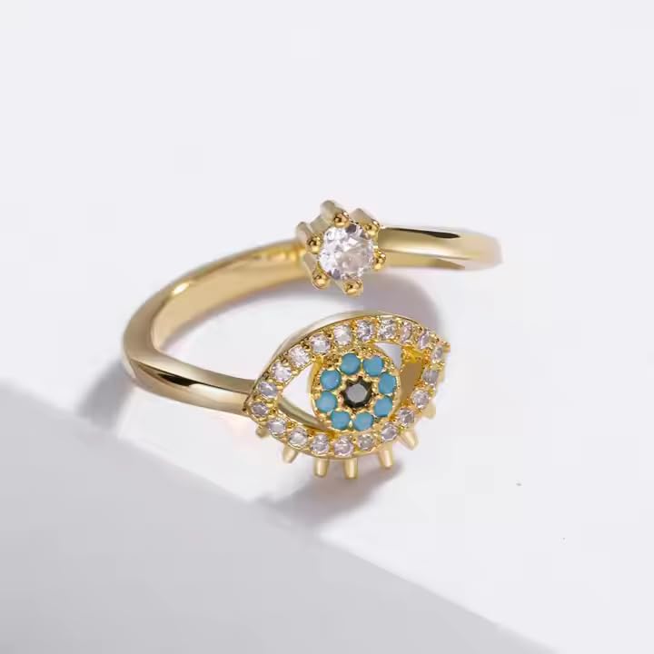Thrillz Elegent Rings For Women CZ Evil Eye Rose Gold Plated Adjustable Finger Ring For Women Girls Gift For Sister Gifts Jewellery - Image 6