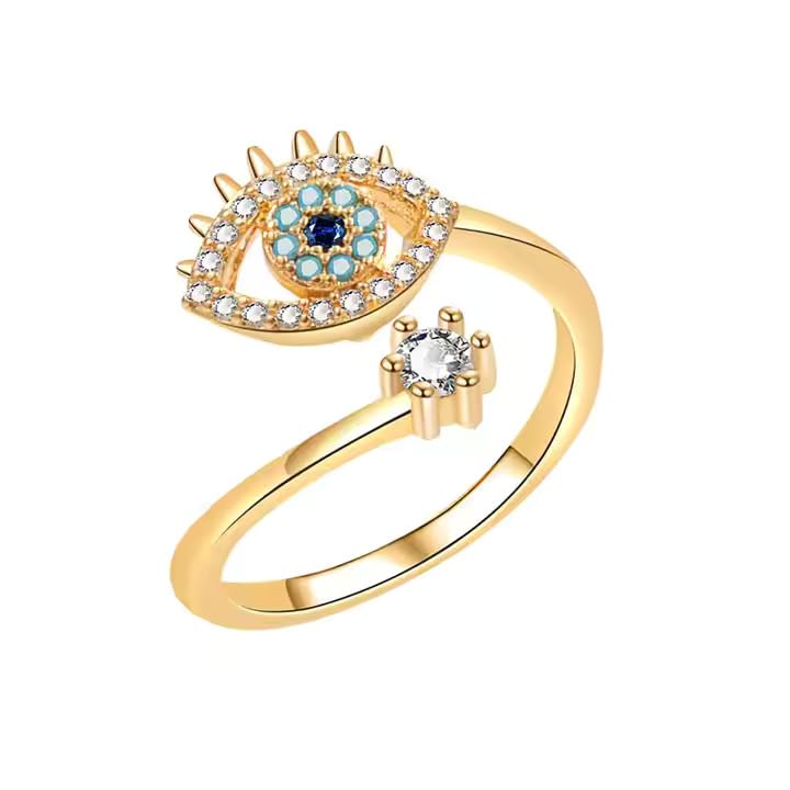 Thrillz Elegent Rings For Women CZ Evil Eye Rose Gold Plated Adjustable Finger Ring For Women Girls Gift For Sister Gifts Jewellery - Image 2