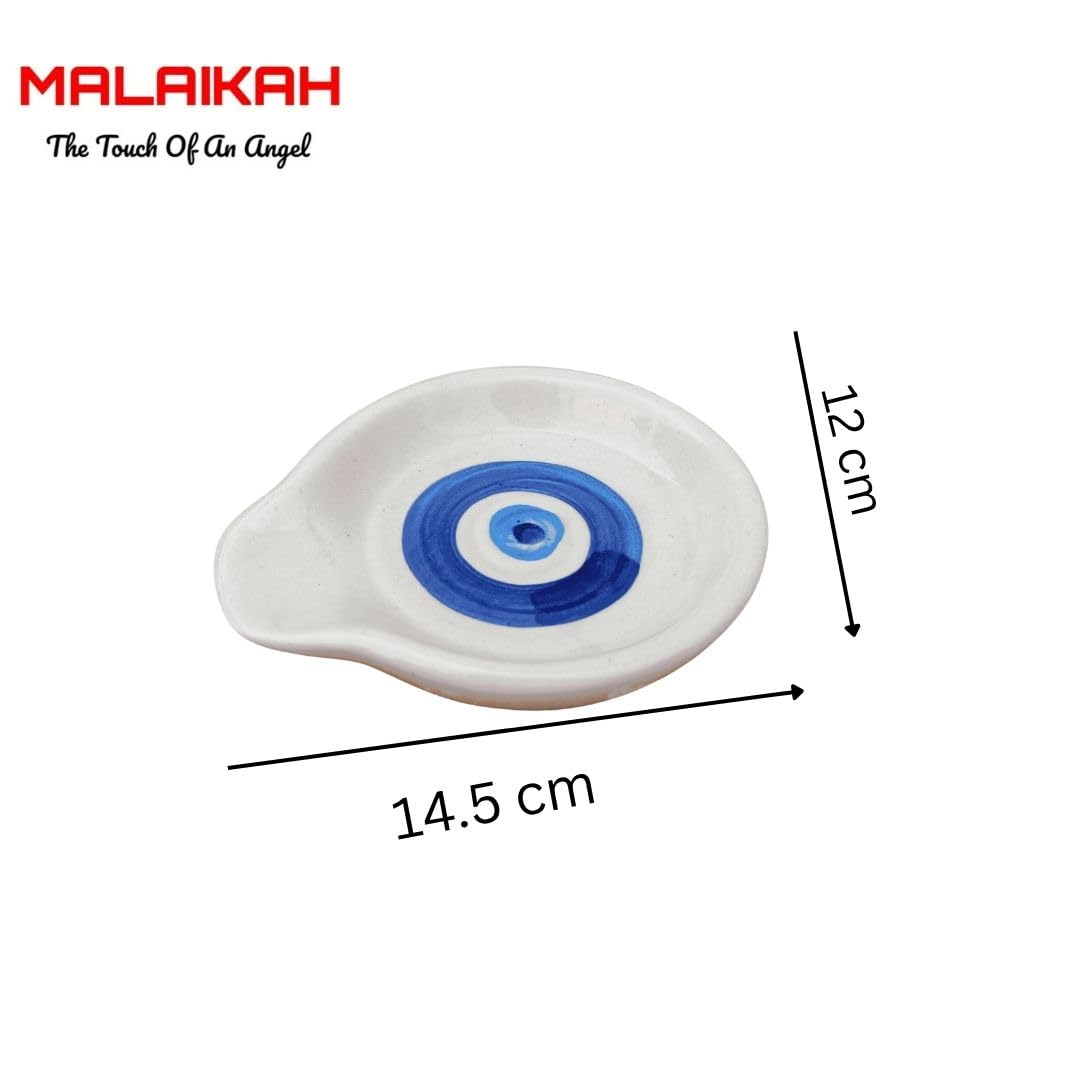 Malaikah Ceramic Small Spoon Rest Evil Eye Hand-Painted and Hand-Made, Ideal for Kitchen, Tableware, Cutlery Rest, Pack of 2 - Image 5