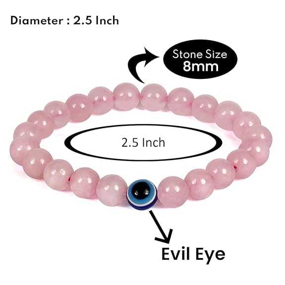 Rose Quartz Evil Eye Bracelet Attracts Love, Strengthen Relationship, Protection Reiki Crystal for Men & Women - Image 7