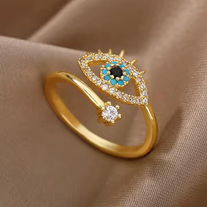 Thrillz Elegent Rings For Women CZ Evil Eye Rose Gold Plated Adjustable Finger Ring For Women Girls Gift For Sister Gifts Jewellery - Image 5