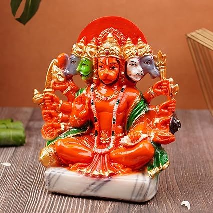 GIFT LIYA KYA Panchmukhi Hanuman Ji Murti | Statue for Home Decor, Gifting, Protection from Evil Eye 15.2 (Orange) - Image 4