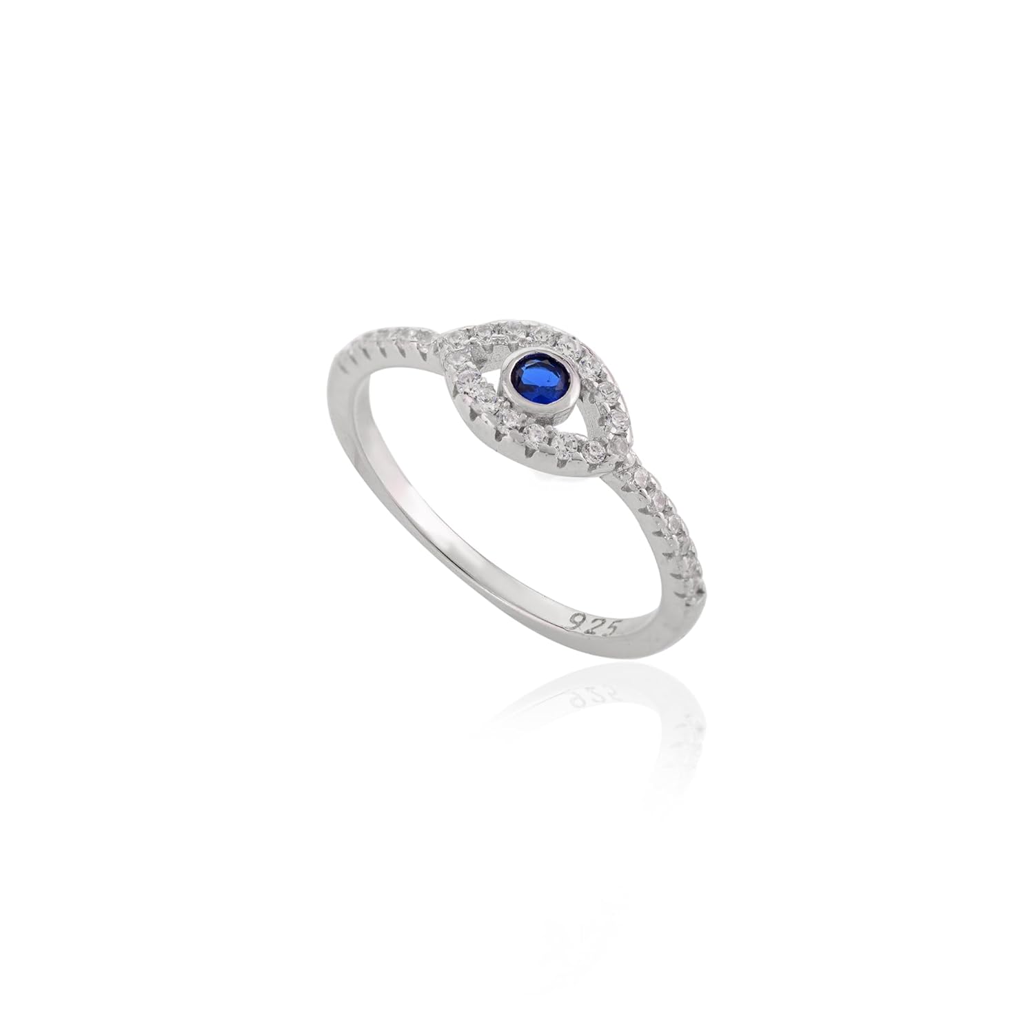 METALM Blue Evil Eye 925 Sterling Silver Ring- Protection Cubic Zirconia Promise Ring- Nazar Ring For Girlfriend- Graduation Mothers Day Gift - Image 2