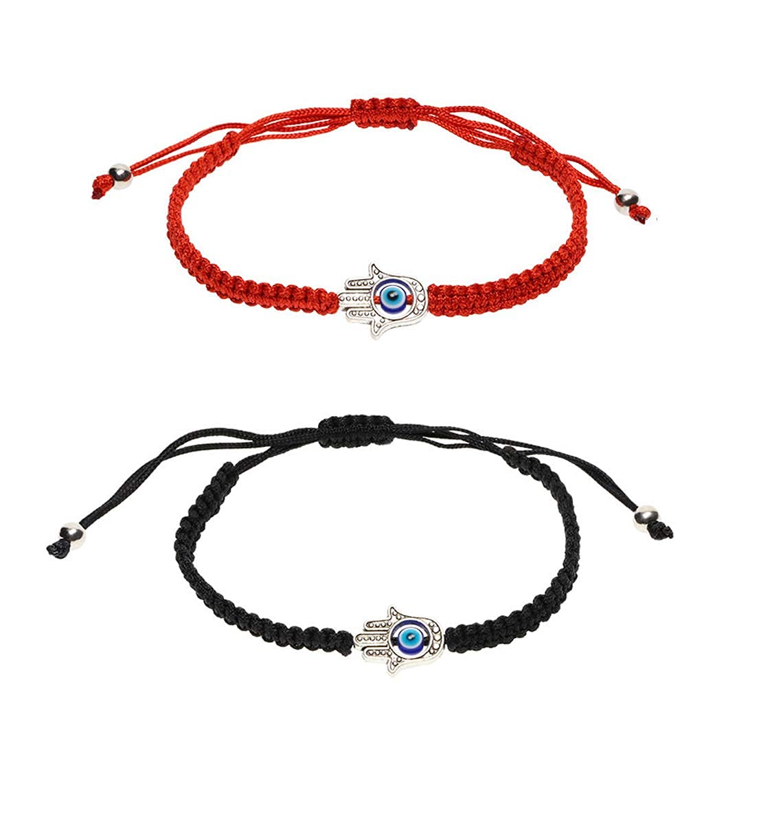 VR Creatives Evil Eye Hamsa Hand String 2Pcs Adjustable Red Black Cord Woven Bracelet for Protection and Luck Friendship Graduation Birthday Lovers Gift - Image 7