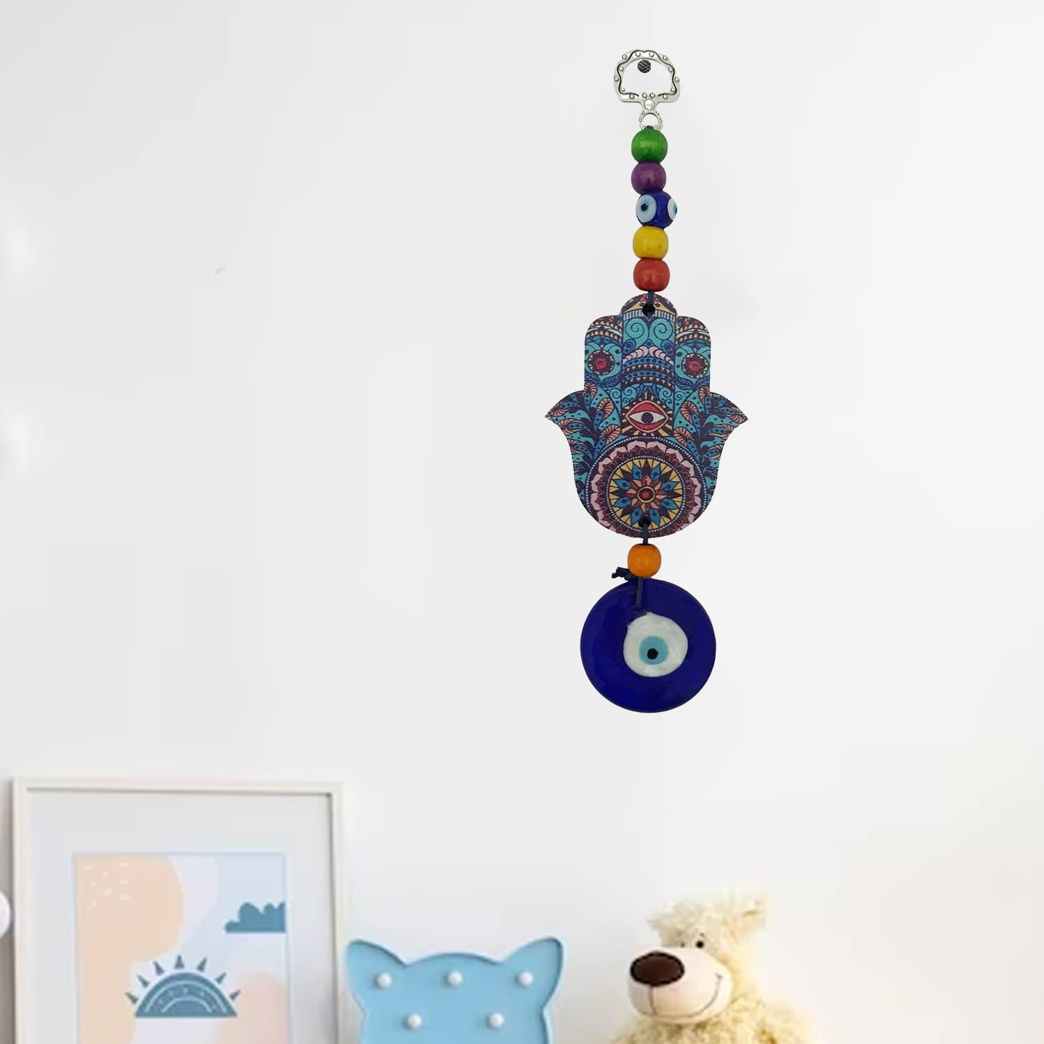 Turkish Hamsa Hand Blue Evil Eye Wall Hanging for Home Entrance Door Car Office Feng Shui Nazar Battu Pendant Ornament Good Luck Charm and Prosperity Decorative Gift Items - Image 6