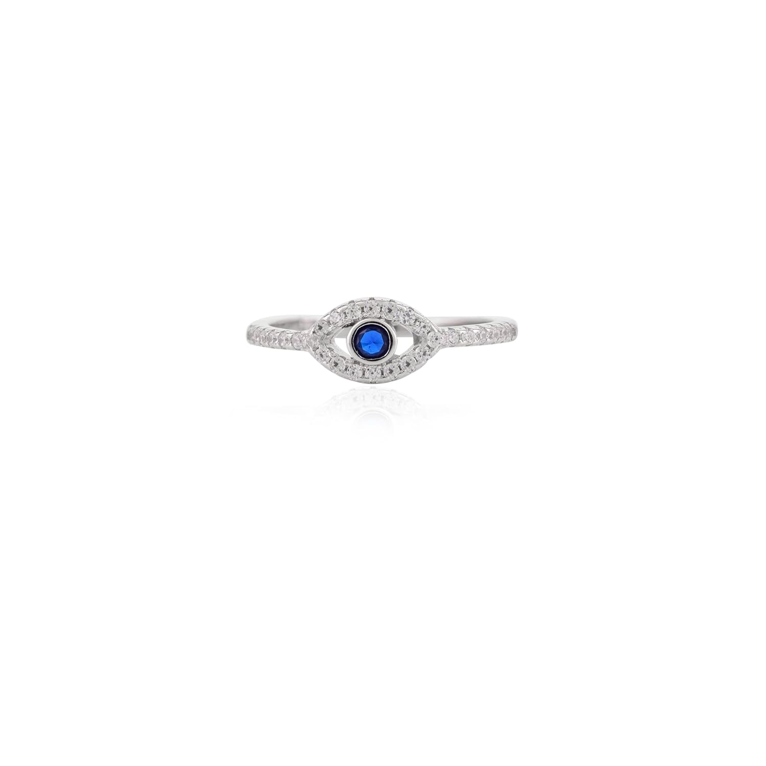 METALM Blue Evil Eye 925 Sterling Silver Ring- Protection Cubic Zirconia Promise Ring- Nazar Ring For Girlfriend- Graduation Mothers Day Gift - Image 4