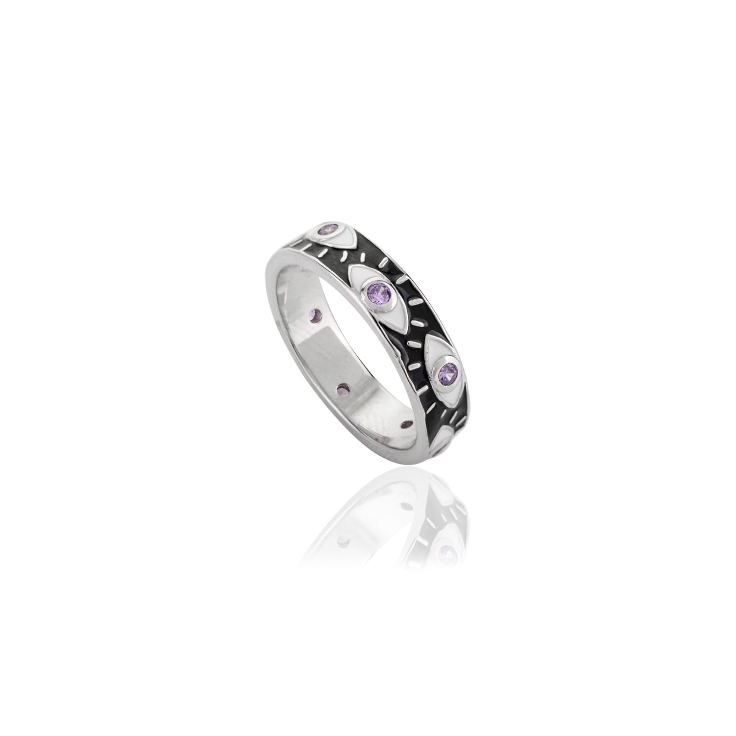 METALM Evil Eye Protection Ring- 925 Sterling Silver Handmade Ring- Cubic Zirconia CZ Ring- Promise Divine Evil Eye Diamond Ring- Gift For Mom - Image 2