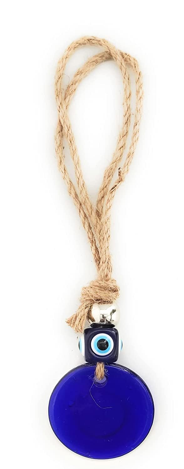Giriraj ji Collection Evil Eye Wall Hanging Decor with Jute String and Glass, Good Luck Charm for Home, Office and Car - Image 3
