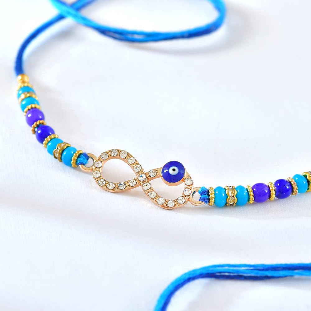 Half Engineer Infinite Evil Eye Rakhi with Personalised Card Holder For Rakshabandhan Gifting|Rakhi Brother Bhai Bro - Stanless Steel and Leather Card Holder - Image 4