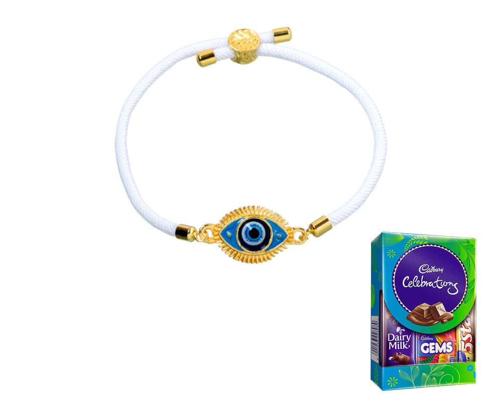Kizzi Rakhi for Kids with Chocolate Gift Pack – Evil Eye Theme Rakhi Bracelet for Brother with Assorted Chocolates – Raksha Bandhan Gift Combo for Boys - Image 2