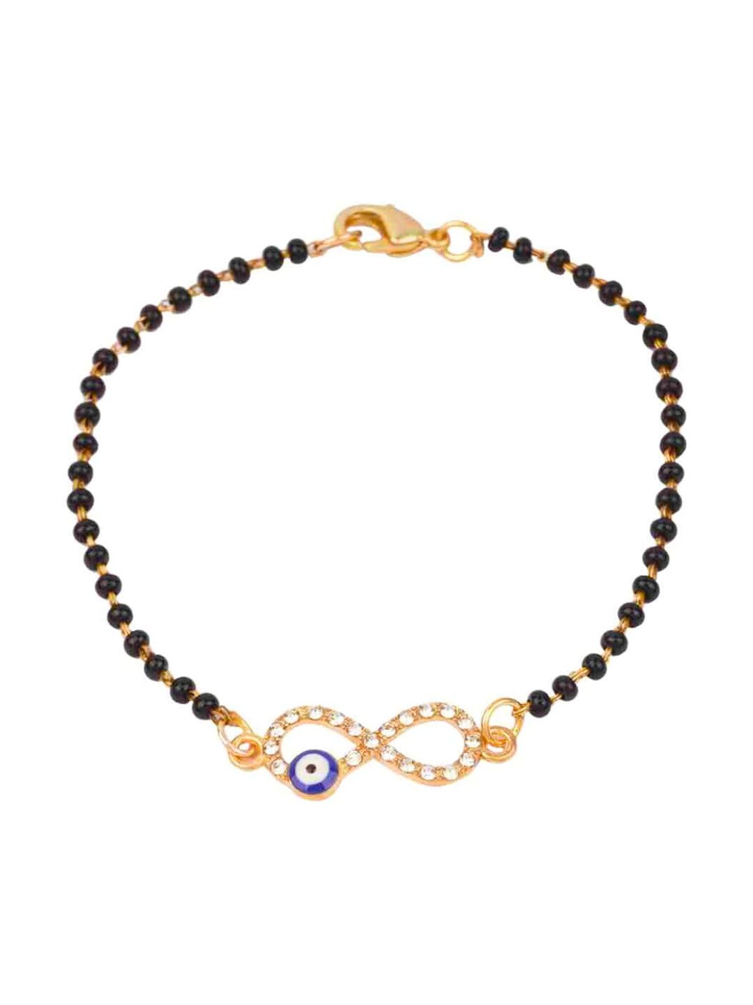 TipsyCloset Mangalsutra Bracalet Gold-Plated Evil Eye Hand Mangalsutra Bracelet for Women Girls Gold Stainless Steel Elegant Look Stylish Trending Bold Classy Bracelet - Image 2