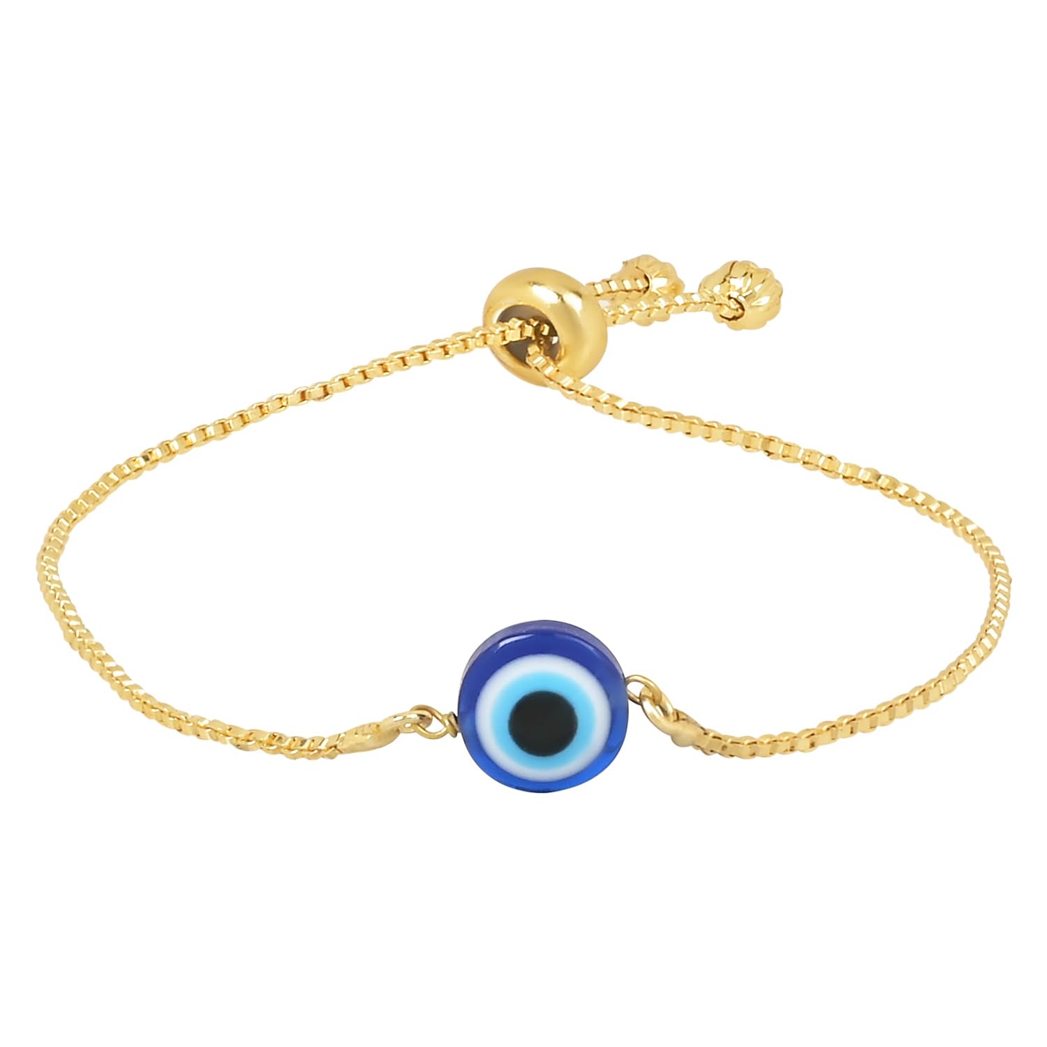 I Jewels Stylish Gold Plated Adjustable Evil Eye Bracelet For Women & Girls - Image 4