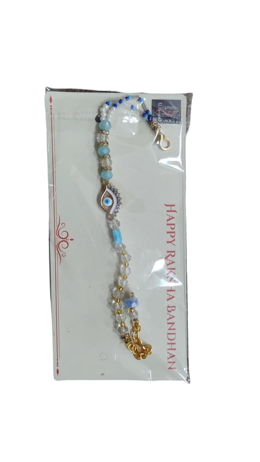 HILOR ARTS Traditional Handmade Beaded Bracelet Style Rakhi For Raksha Bandhan| Wrist Band For Brothers & Sisters | Trendy Combination Designs With Charms For Kids - Image 5