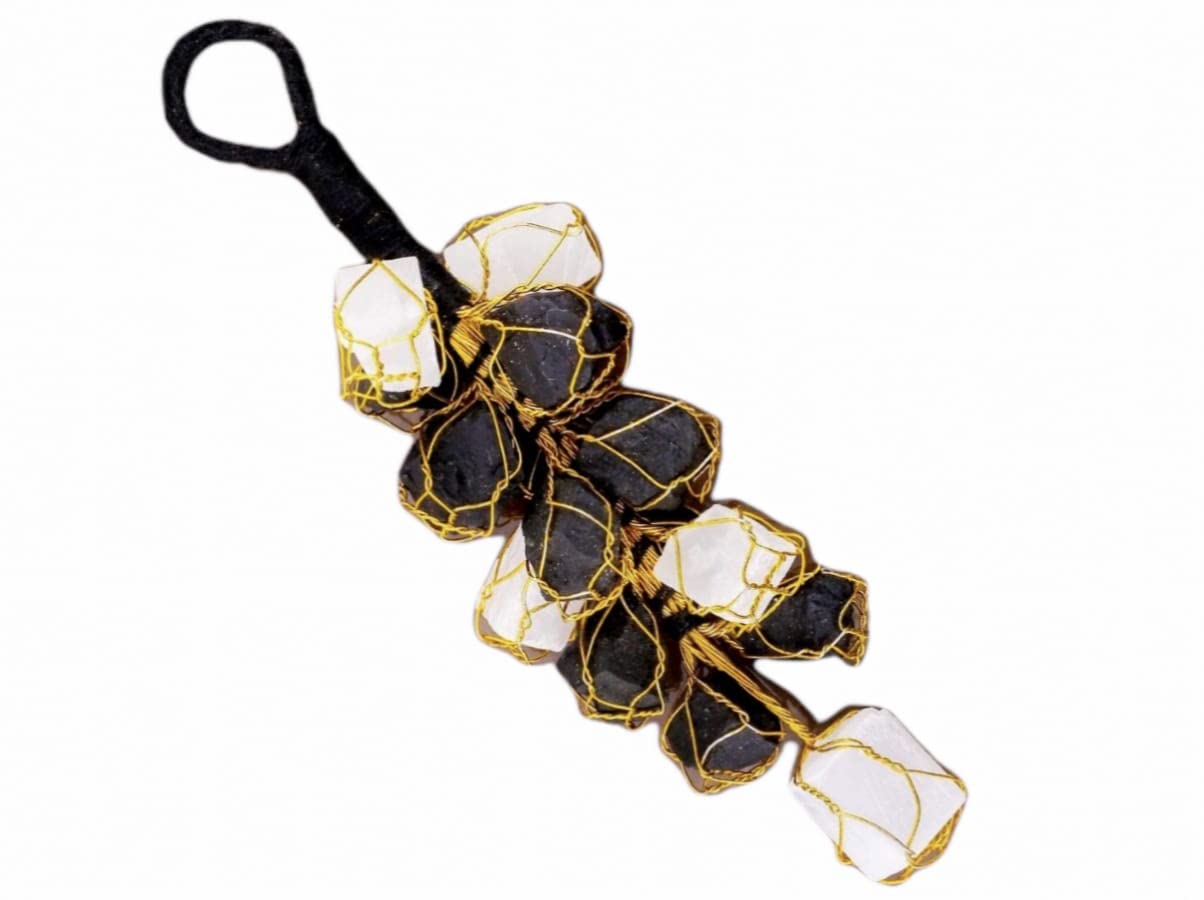 GEMTUB Natural Black Tourmaline & Selenite Hanging Ornament for Protection from Negative Energy & Evil Eye - Image 4