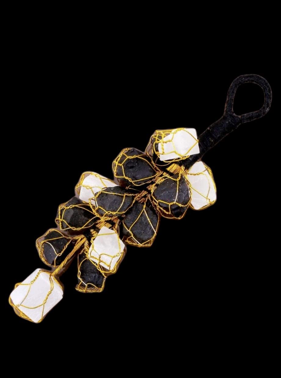 GEMTUB Natural Black Tourmaline & Selenite Hanging Ornament for Protection from Negative Energy & Evil Eye - Image 5