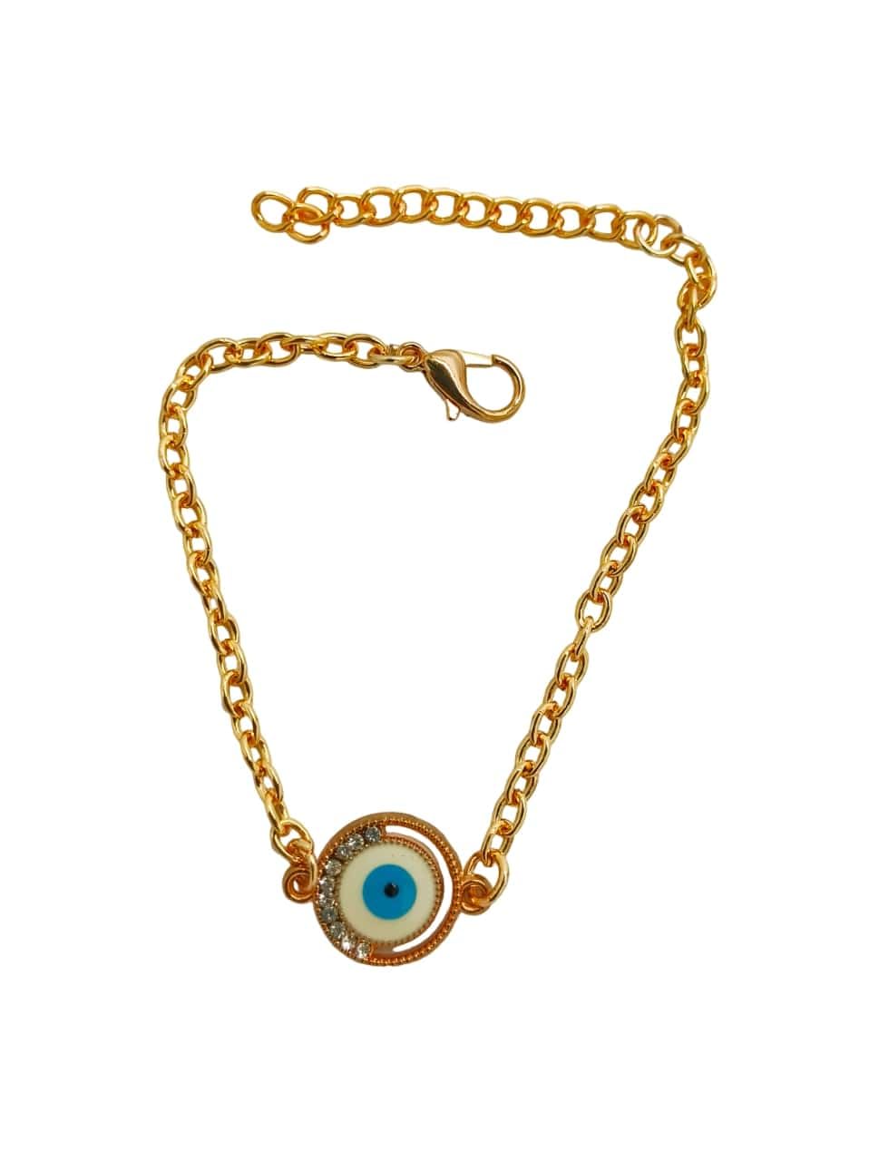 FemmibellaSet Of 2 Gold Plated Evil Eye Bracelet|Yellow Bracelet For Women| Bracelet Combo Set For Girls - Image 4