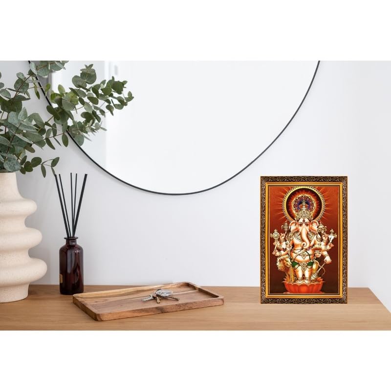 QUEENS OF JEWELS Lord Ganesha Ganpati Ji Drishti Nazar Photo Frame For Wall/Table/Pooja Room (Acrylic Sheet) Golden-7x9-Q&J-16 - Image 3