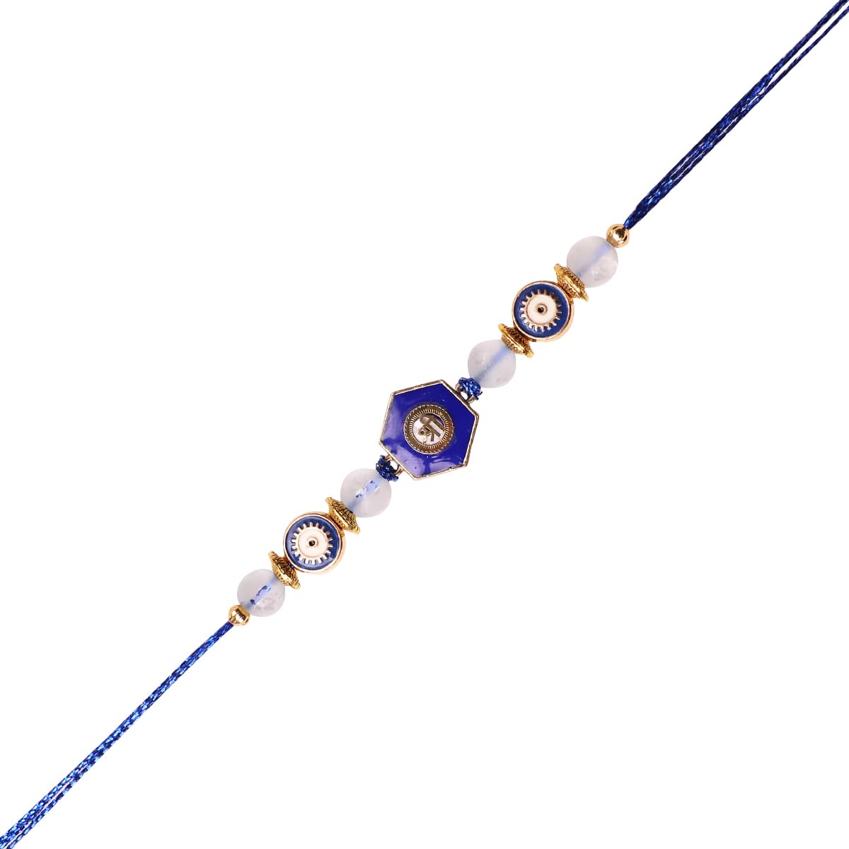Shubhanjali Evil Eye Rakhi for Brother | Fancy Rakhi with Charm | Protect him from Nazar this Raksha Bandhan | Kumkum, Chawal, Roli in Potli included - Image 2