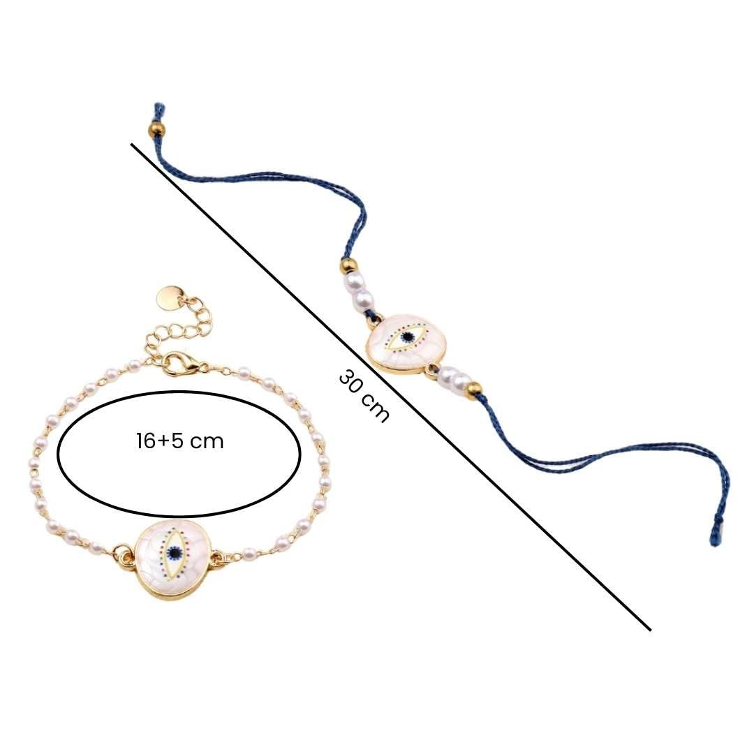 SALTY Rakhi for Brother and Bhabhi Set of 2 | Rakhi Gift Pack for Sister, Bhaiya | Bracelet for Men, Women | Evil Eye Fancy Jewellery Combo Gifts | Ideal for Gifting Hamper - Image 4