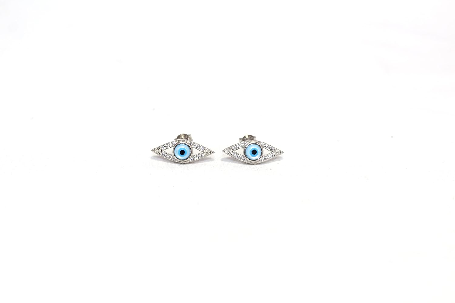 PH Artistic Stud Earrings Nazariya Colorful Evil Eye 925 Sterling Silver Cubic Zirconia CZ Stone Handmade Men Unisex Women Gift F77 - Image 3