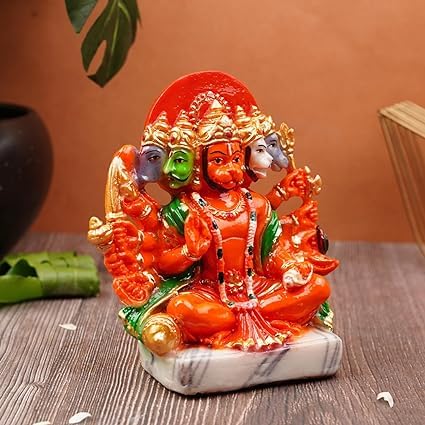 GIFT LIYA KYA Panchmukhi Hanuman Ji Murti | Statue for Home Decor, Gifting, Protection from Evil Eye 15.2 (Orange) - Image 3