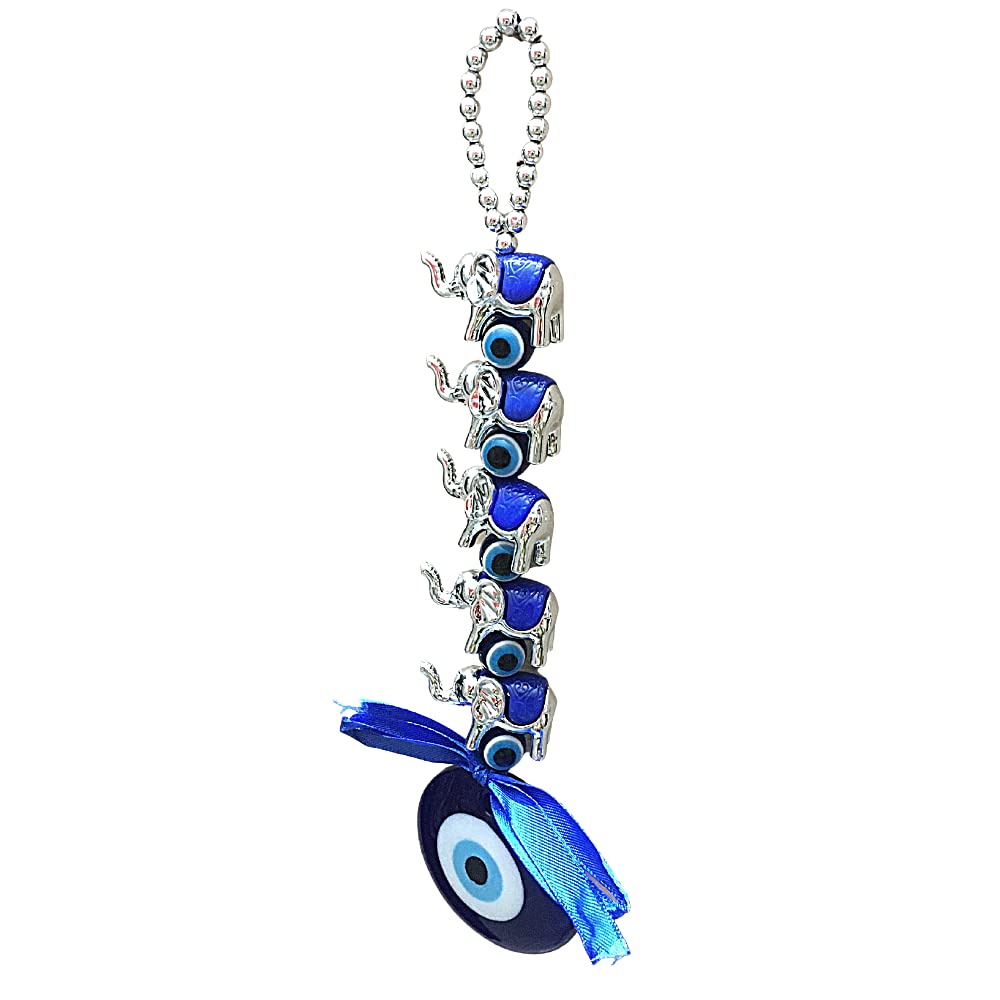 GJ Feng Shui 5 Elephant Evil Eye for Wall Car and Door Hanging for Good Luck and Prosperity| Evil Eye Hanging| Nazar Battu Evil Eye (Multicolour) - Image 7
