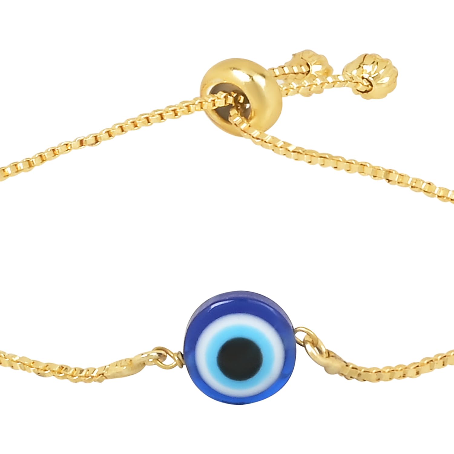 I Jewels Stylish Gold Plated Adjustable Evil Eye Bracelet For Women & Girls - Image 3