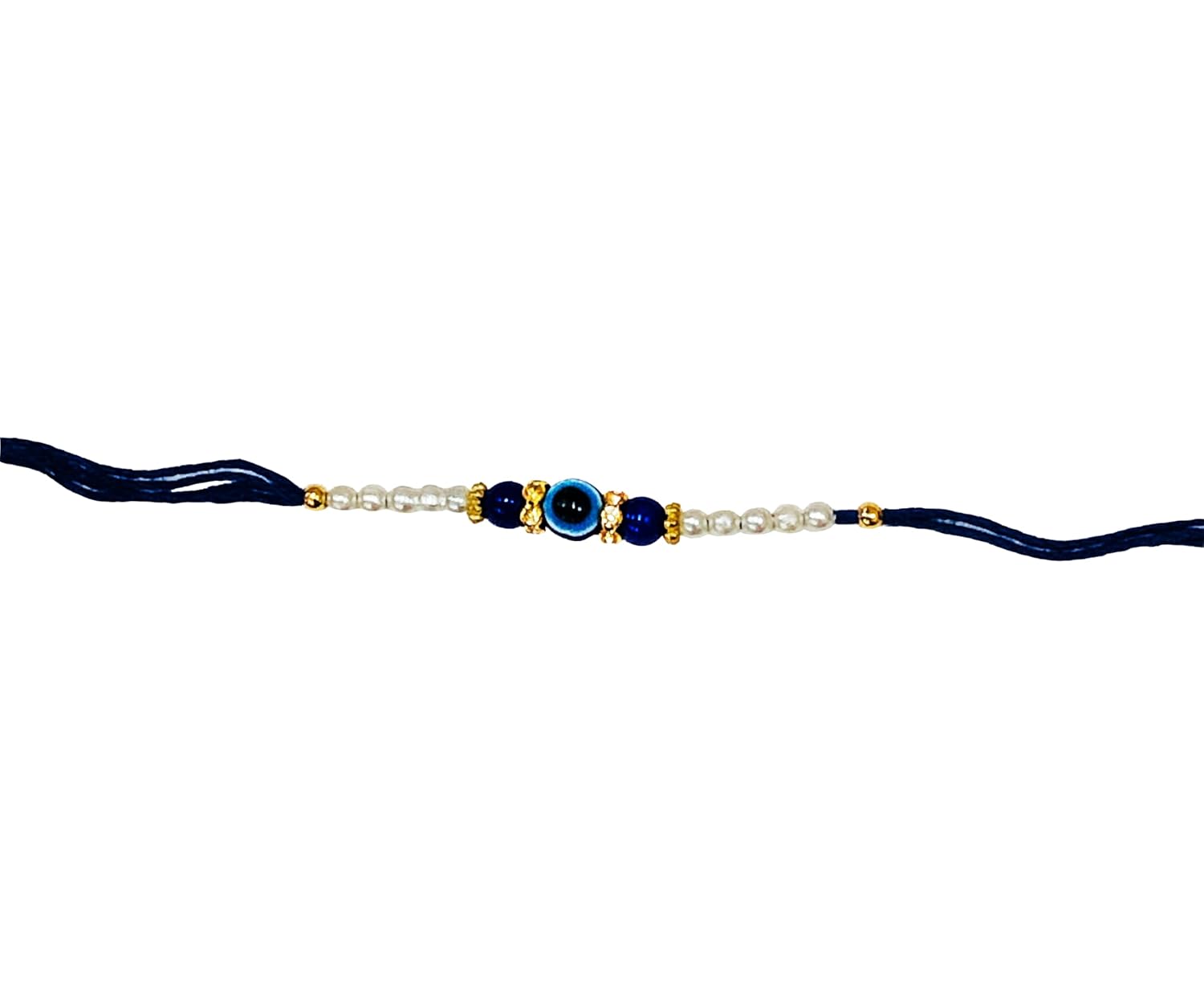 SHOPMEFAST Evil Eye Dora Rakhi for Brother, Blue Color, Raksha Bandhan Rakhi Bracelet with Pearls, Rakhi Set - Image 3