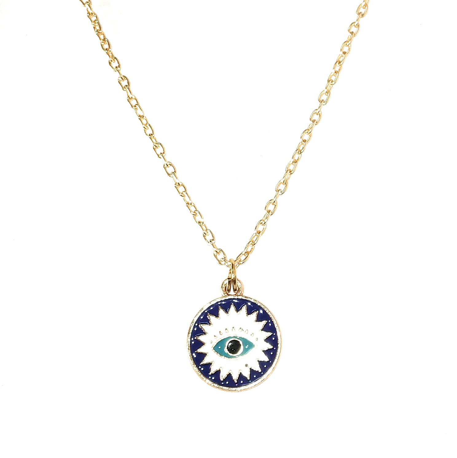 Santosh Enterprise Gold Plated Evil Eye Pendant With Chain Necklace Set For Women. - Image 2