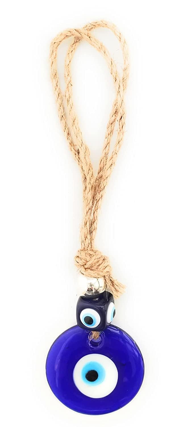 Giriraj ji Collection Evil Eye Wall Hanging Decor with Jute String and Glass, Good Luck Charm for Home, Office and Car - Image 2