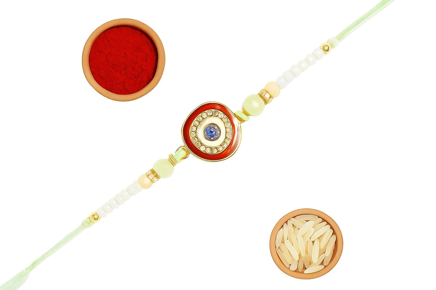 KIVO Pieces Evil Eye Combo for Brother Rakhi | Designer Nazar Battu Set | Traditional Beaded | Stylish Multicolor for Men | Rakshabandhan Gift Pack - Image 2