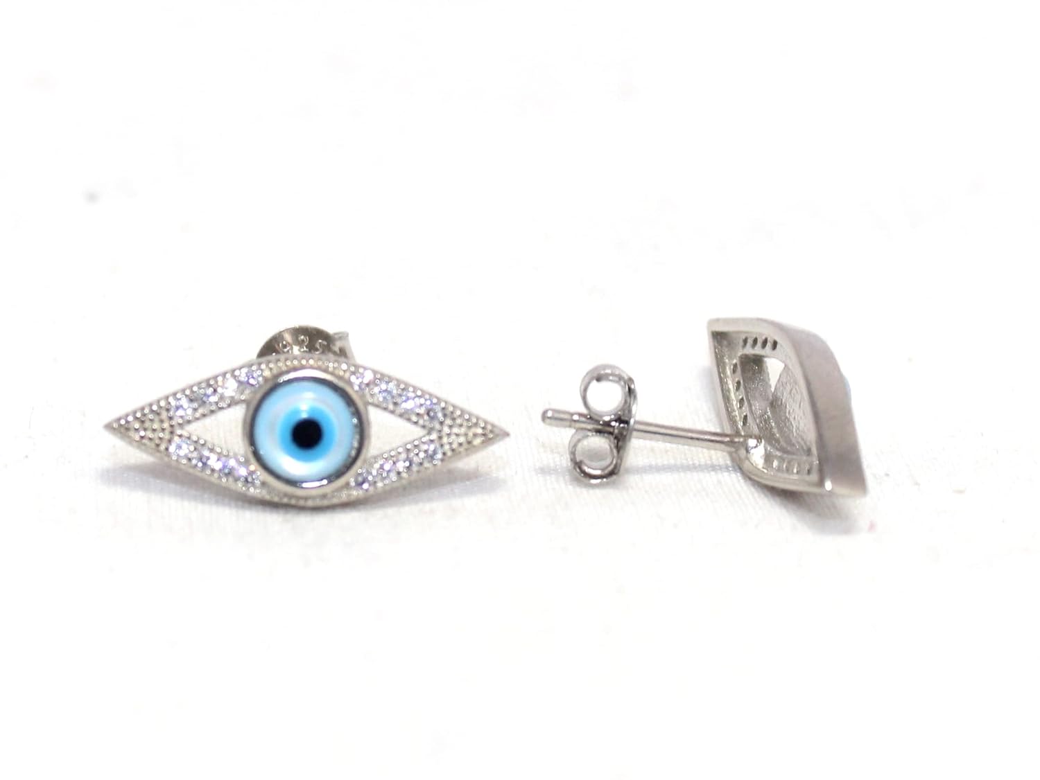 PH Artistic Stud Earrings Nazariya Colorful Evil Eye 925 Sterling Silver Cubic Zirconia CZ Stone Handmade Men Unisex Women Gift F77 - Image 4