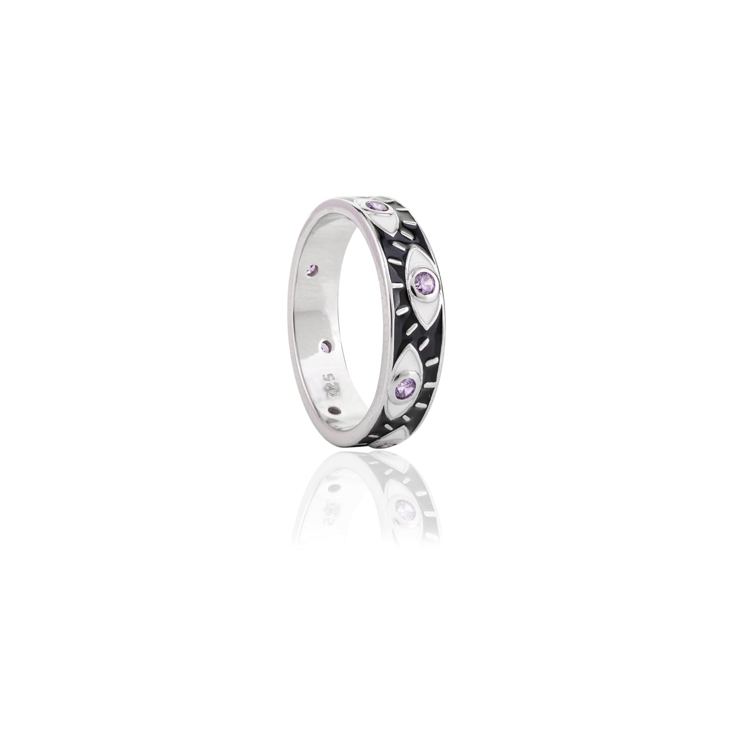 METALM Evil Eye Protection Ring- 925 Sterling Silver Handmade Ring- Cubic Zirconia CZ Ring- Promise Divine Evil Eye Diamond Ring- Gift For Mom - Image 6