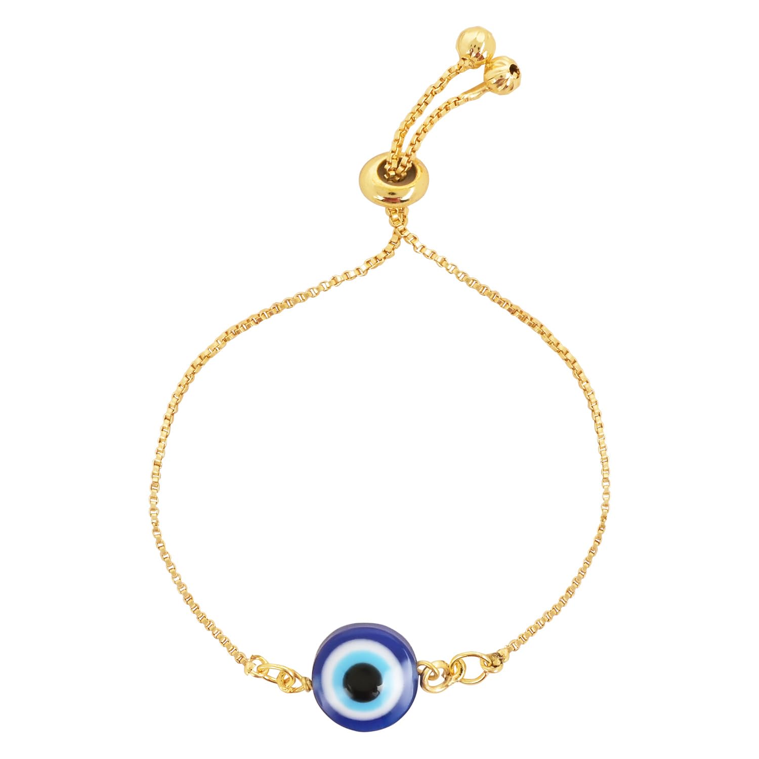 I Jewels Stylish Gold Plated Adjustable Evil Eye Bracelet For Women & Girls - Image 2