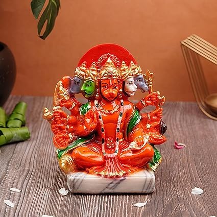GIFT LIYA KYA Panchmukhi Hanuman Ji Murti | Statue for Home Decor, Gifting, Protection from Evil Eye 15.2 (Orange) - Image 2