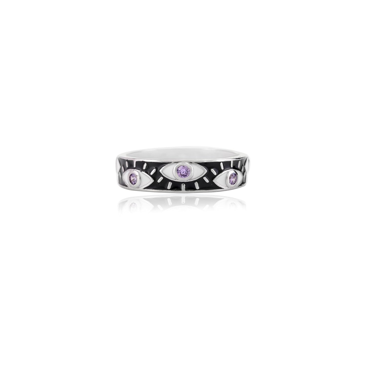 METALM Evil Eye Protection Ring- 925 Sterling Silver Handmade Ring- Cubic Zirconia CZ Ring- Promise Divine Evil Eye Diamond Ring- Gift For Mom - Image 4