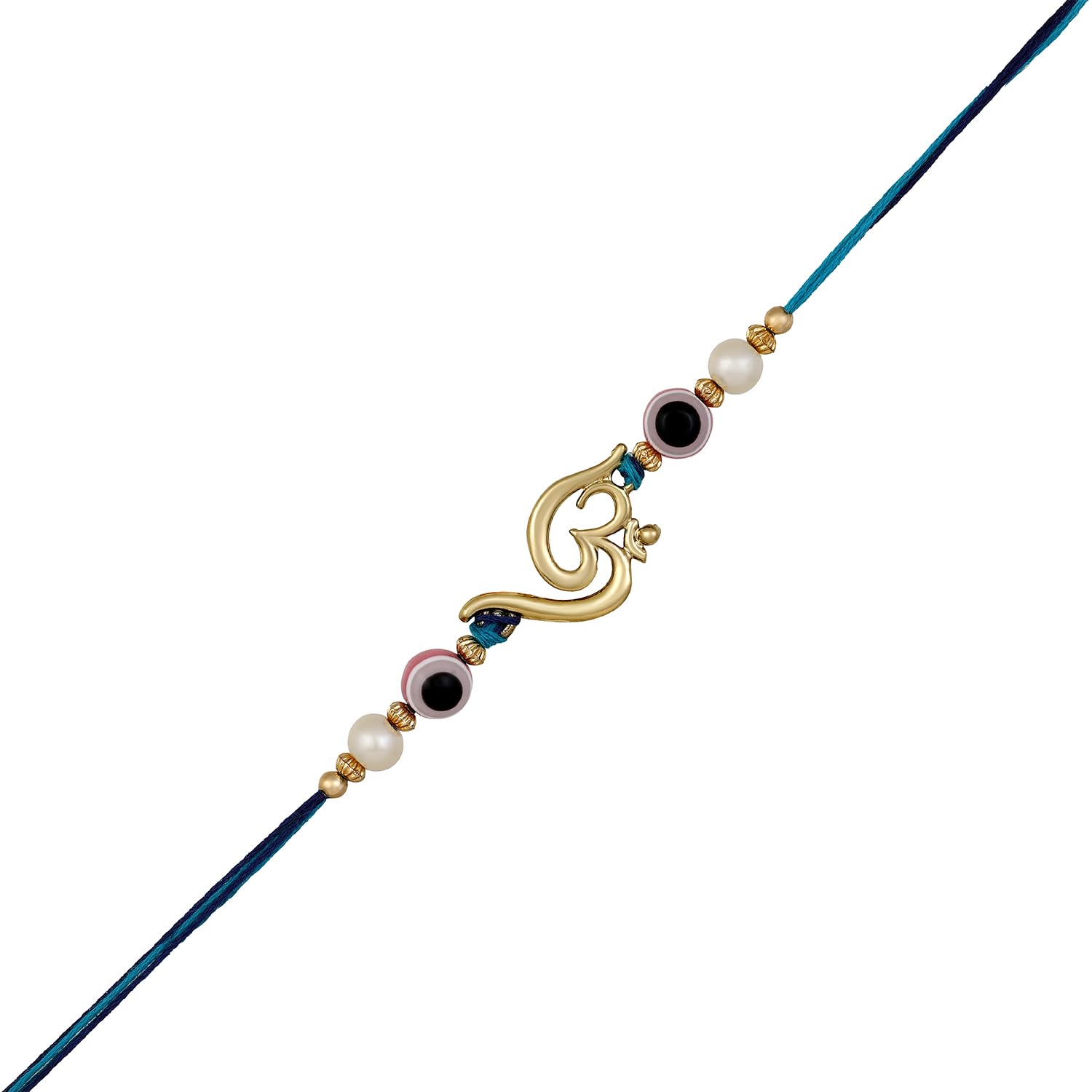 Mahi Gold Plated Evil Eye and OM Rakhi for Bhaiya (RA1100723G) - Image 4
