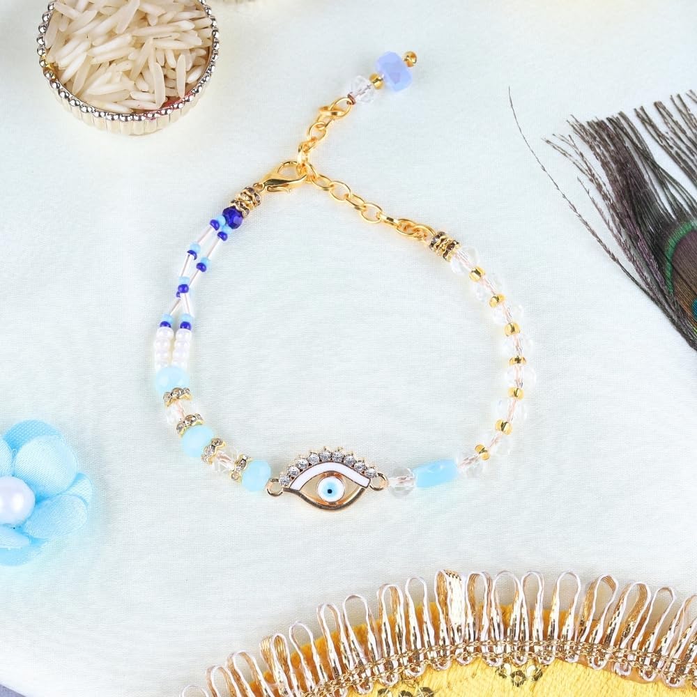 HILOR ARTS Traditional Handmade Beaded Bracelet Style Rakhi For Raksha Bandhan| Wrist Band For Brothers & Sisters | Trendy Combination Designs With Charms For Kids - Image 2