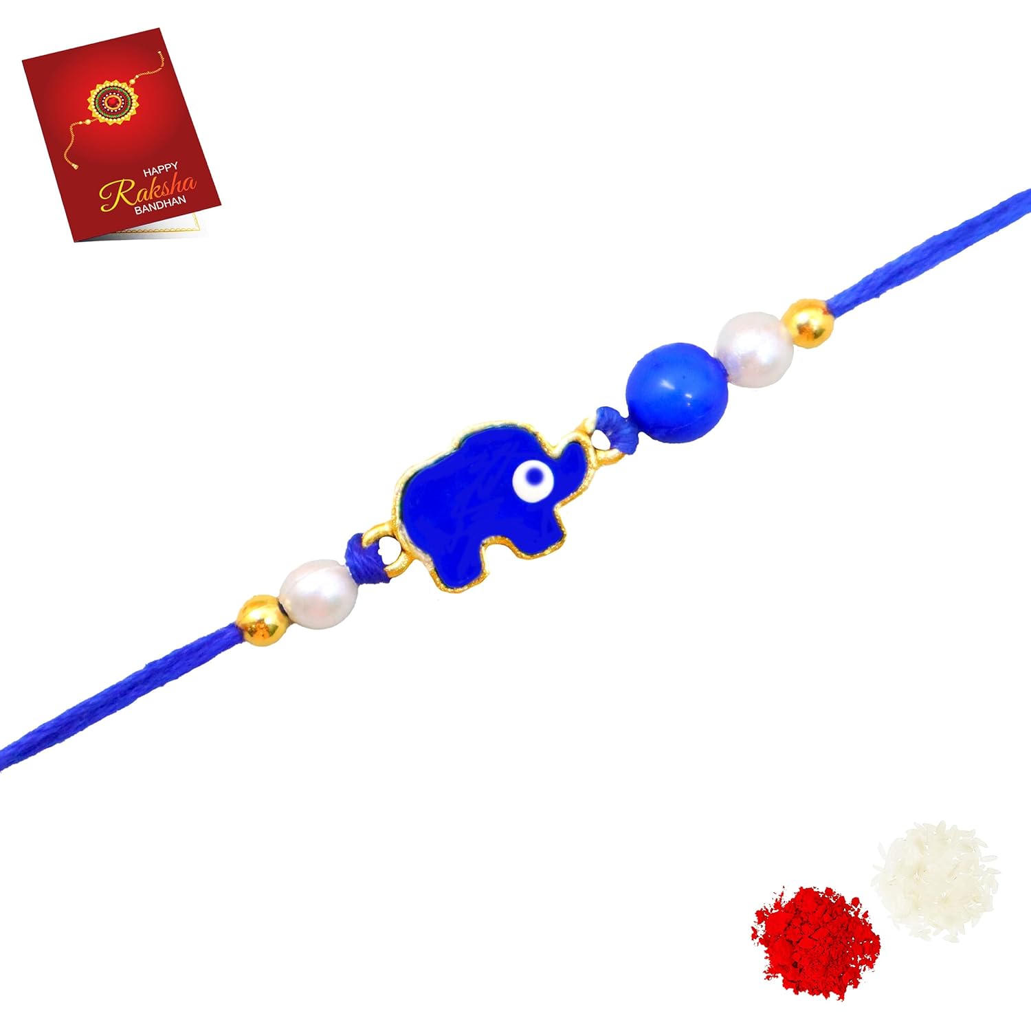 JAIPUR ACE PREMIUM Evil Eye Rakhi Protect From Negative Energy Eye Shaped Evil Eye Rakhi Handmade with Greeting Card for Bro, Brother, Bhaiya, Bhai (Elephant Evil Eye Rakhi) - Image 2